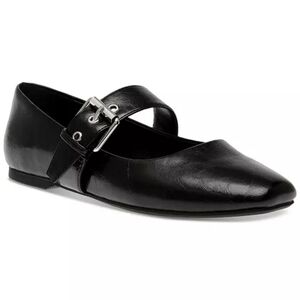 DV Dolce Vita Women's Black Leather Mauryce Buckle Strap Mary Jane Flats Size 10